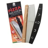 BigDean Pizzaschneider Pizzamesser mit Klingenschutz 32cm Edelstahlklinge - Pizza Wiegemesser, Wellenschliff, Ohne Drücken, Ohne Quetschen
