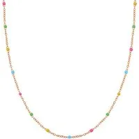 Hey Happiness Charm-Kette Farbharmonie, wasserfeste Halskette, Farbfrohe Edelstahl Kette Damen mit bunten Perlen