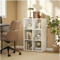 HOMCOM Bücherregal Schmal Regal Würfelregal mit 3 Ebenen Kippschutz, Aufbewahrungsregal 1-tlg., für Wohnzimmer, Schlafzimmer, Büro, Weiß