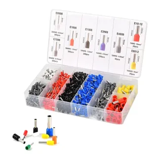 1200PCS Tubular Crimp Terminals Electrical Wire Cable Ferrules Connectors E0508 E7508 E1008 E1508 E2508 E4009 E6012 Ring