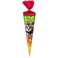 Verpackungsmittel GmbH Markneukirchen Schultüte Schultüte / Zuckertüte / Länge: 35cm / rund / "Katze"