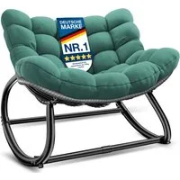 KESSER Schaukelstuhl (maximale Belastung 120kg, witterungsbeständig & mit rutschfesten Füßen), Loungesessel ergonomisches Relaxsessel für Balkon, Garten & Wohnzimmer