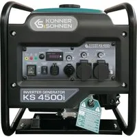Könner & Söhnen Stromerzeuger KS 4500i, 4,5 in kW, (Inverter-Generator 4.5kW mit reiner Sinuswelle & USB, 1-tlg., 4500W Max, 4-Takt EURO V Motor, 13L Tank, Eco-Modus), Reine Sinuswelle, 100% Kupfer, USB QC 3.0, LED-Display