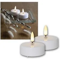 STAR TRADING LED-Kerze LED Teelicht Kerze 3D FLAMME, maxi, 2er Set, Timer, warmweiß