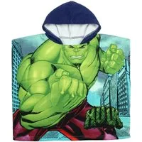 MARVEL Badeponcho Marvel Avengers Hulk Kinder Mikrofaser Poncho Badeponcho mit Kapuze, Polyester, Kapuze, ohne