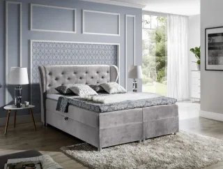 Boxspringbett Schlafzimmerbett ARIANNA 120x200cm Stoff Silbergrau