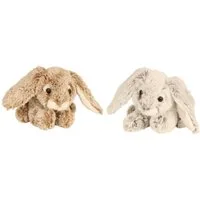 Geschenkestadl Kuscheltier 2 Plüsch Kaninchen Kuscheltier – süßes Hasen Set grau & braun 23 cm (Spar-Set, 2-St., 2 er Set), Schlappohren