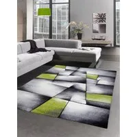 Carpetia Teppich Moderner Teppich Kurzflor Wohnzimmerteppich karo abstrakt grün grau, rechteckig, Höhe: 13 mm