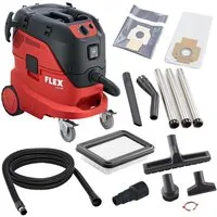 Flex Industriesauger S 44 L AC, 2400 W, 1x Flachfaltenfilter PES L/M/H, 1x Vlies-Filtersack Klasse L/M, mit Beutel, Konstant hohe Saugleistung, Seperater Motorluftkühlungskanal