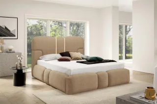 Polsterbett Schlafzimmerbett JORDAN 140x200cm Komplettset in Stoff Doha Braun
