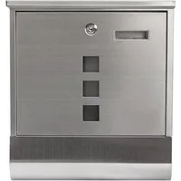 HTI-Living Briefkasten Briefkasten Amin Edelstahl mit Zeitungsrolle (Stück, 1-St., 1 Briefkasten), mit Sichtfenster zur Wandmontage