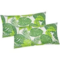 Heubergshop Kissenbezug, (2 Stück), 2er Set 40x80cm Tropische Blätter Grün 100% Baumwolle (510/1-40x80)