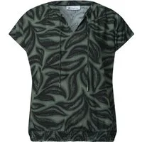STREET ONE Blusenshirt grün,Casual,Viskose,Floral,V-Ausschnitt,Kurz,Regular Fit