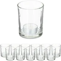 relaxdays Teelichthalter Teelichtgläser transparent im 12er Set