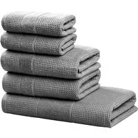 OTTO home Handtuch Set Kimi, Duschtuch, Handtücher und Gästetücher, Walkfrottee (Set, 5-St), 100% Baumwolle, einfarbig, weich, mit Bordüre, besondere Struktur