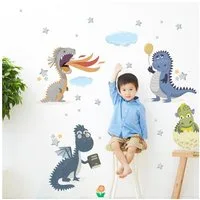 WANDKIND Wandtattoo Dino Freunde V290 Kinderzimmer, handgezeichnet, wieder ablösbar