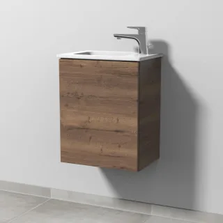 Sanipa 3way Waschtischunterbau zu Duravit ME by Starck Waschtisch mit 1 Tür, Eiche-Tabak SM72050
