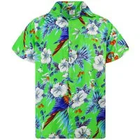 King Kameha Hawaiihemd "Cherry Parrot" Funky Hawaiihemd Herren Kurzarm Fronttasche Sommerhemd