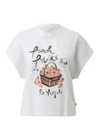 Q/S designed by - Kurz geschnittenes T-Shirt im Boxy-Fit weiß - Gr. - XL