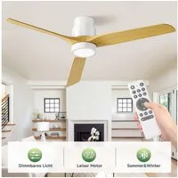 ATEROLL Deckenventilator Deckenventilator mit Licht,Fernbedienung, Leiser DC Motor, 6 Stufen, 132 cm Durchmesser, Dimmbare LED 3000-6500K, Sommer/Winterfunktion,Ventilator für Zimmer