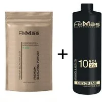 Femmas Premium Haarfarbe FemMas Premium Blondierpulver Weiss 500g + Oxycreme 3% 1L