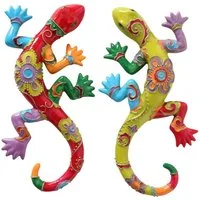 BOLTZE GRUPPE GmbH Tierfigur Dekofigur Exotic Eidechse 2 sortiert Kunstharz L24 cm rot/grün 2er Set