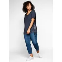 Sheego T-Shirt T-Shirt Kurzarm in 2-in-1-Optik mit Print und Tunnelzug
