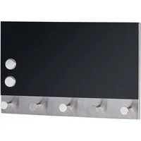 WENKO Hakenleiste Garderobe Schwarz Schlüsselbrett Kleiderhaken, mit 5 Haken 30x19 cm Magnet Memoboard