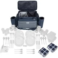 anndora Picknickkorb XXL Picknicktasche 6 Personen Vollausstattung 57 Teile, isoliertes geräumiges Hauptfach - verstellbarer abnehmbarer Tragegurt