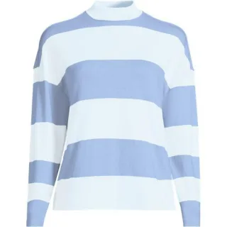 Baumwollshirt Maritim Gestreift mit langen Ärmeln, Damen,  Blau, Baumwolle, by Lands' End