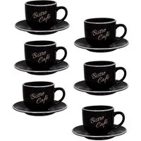 AnticLine Tasse 6er Set Schwarz Kaffeetassen mit Unterteller Tasse 200ml Antic Line, Steingut