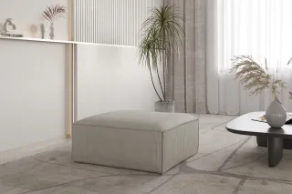 Polsterhocker Designerhocker CELES PREMIUM 105x105 cm in Stoff Scala Sandgrau