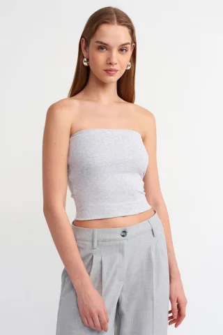 Damen Trägerloses Slim-Fit Cropped Top