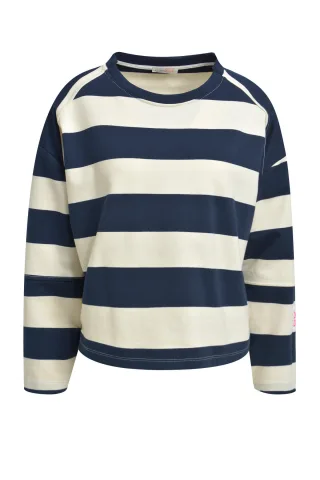 HeartKiss - Sweatshirt Stripes dark blue print - Gr. - M