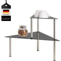 bremermann Küchenregal Glas-Eckregal, Küchenregal mit Glasplatten und Edelstahlfüßen, grau
