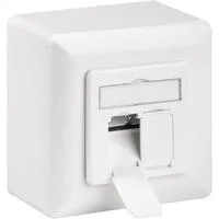 CAT.6 Universaldose inkl. Aufputzmontage-Rahmen, Anschlussdose weiß, 2x RJ-45 Buchse