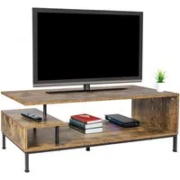 relaxdays TV-Bank TV Lowboard bis 55 Zoll, Vintagebraun