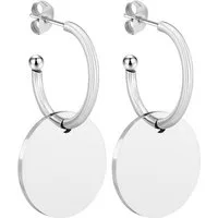 LÖB Paar Creolen 750 Weißgold vergoldet Edelstahl Creolen Kreis Platte Glänzend Silber (Geschenke für Frauen Damen Beste Freundin Mutter Mama Ehefrau Oma sie zum Geburtstag Schmuck Sommer, Inkl. Schmuckbox), Ohrringe Hängend Ohrstecker Modern Minimal