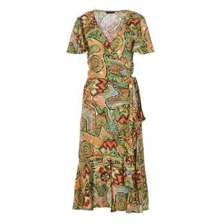 Midi-Kleid aus Viskose mit Tribal-Rhapsodie-Muster