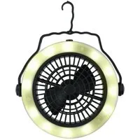 Grundig Tischventilator 2in1 LED Camping Lampe und Ventilator Zeltlicht Deckenventilator, 360-Grad Drehbarkeit Aufhängehaken 12 LEDs Battriebetrieben