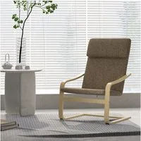 HOMCOM Relaxsessel Ruhesessel mit Kopfkissen für Wohnzimmer (Relaxstuhl mit Armlehne, 1-St., Esszimmerstuhl), Birkenholz, Braun 65 x 79 x 98cm
