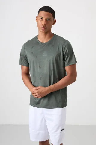 Herren T-Shirt mit feinem Punktmuster und Rundhalsausschnitt