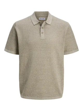 JACK&JONES - JJEGEORGE KNIT POLO SS SN Grau - Gr. - M