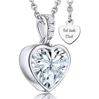 LOVENEST Herzkette Halskette Damen Silber 925 / Gold vergoldet mit Herz-Anhänger Zirkonia (Silberkette Anhänger Geschenke für Frauen Valentinstag Frau Freundin, Geschenkset Damenkette Weihnachten Set), Sie Geburtstag Hochzeitstag Liebesbeweis Liebesg