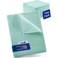 wolk Mikrofasertuch mit Waffelstruktur in mint - Reinigungstuch (Polyester, 38x38 cm, 10er-Set, hygienisch auf 90° waschbar)