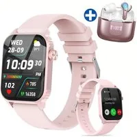 ibettertec Smartwatch Damen Herren und kabellose Bluetooth-Kopfhörer Set Smartwatch 1.85'' HD Fitnessuhr,Smart Watch for Women mit 200+ Sportmodi,Fitness Tracker mit Herzfrequenz,SpO2,Schrittzähler & Schlafmonitor,IP68 für iOS Android