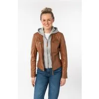 Mauritius Lederjacke NOLA Two-in-One Style - mit abnehmbarer Jersey-Kapuze