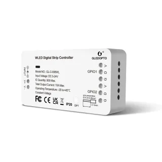 GLEDOPTO WLED Strip Light Controller 5-24V WS2812B WS2811 SK6812 TM1814 WS2813 WS2815 RGBIC LED Digital Strip Wifi Contr