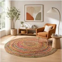 Pergamon Sisalteppich Teppich Jute Baumwolle Salsa Bunt, Rund, Höhe: 8 mm