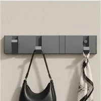 doporro Garderobenleiste Wandgarderobe Garderobenhaken aus Alu mit 4/6 Haken Kleben/Bohren, 4/6 faltbare Haken